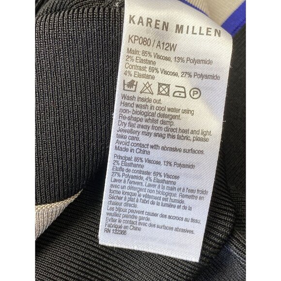 Karen Millen sz 2 Dress Sheath Beige Black sleeveless Classic Designer Luxury - Picture 4 of 4